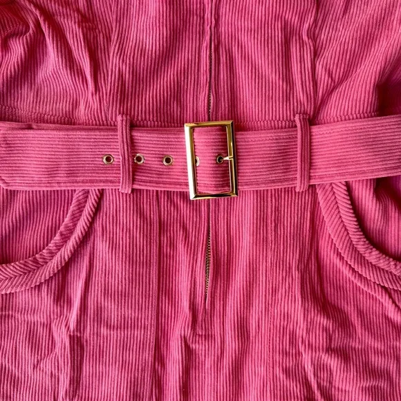 Pink Corduroy Mini Dress - Picture 2 of 12